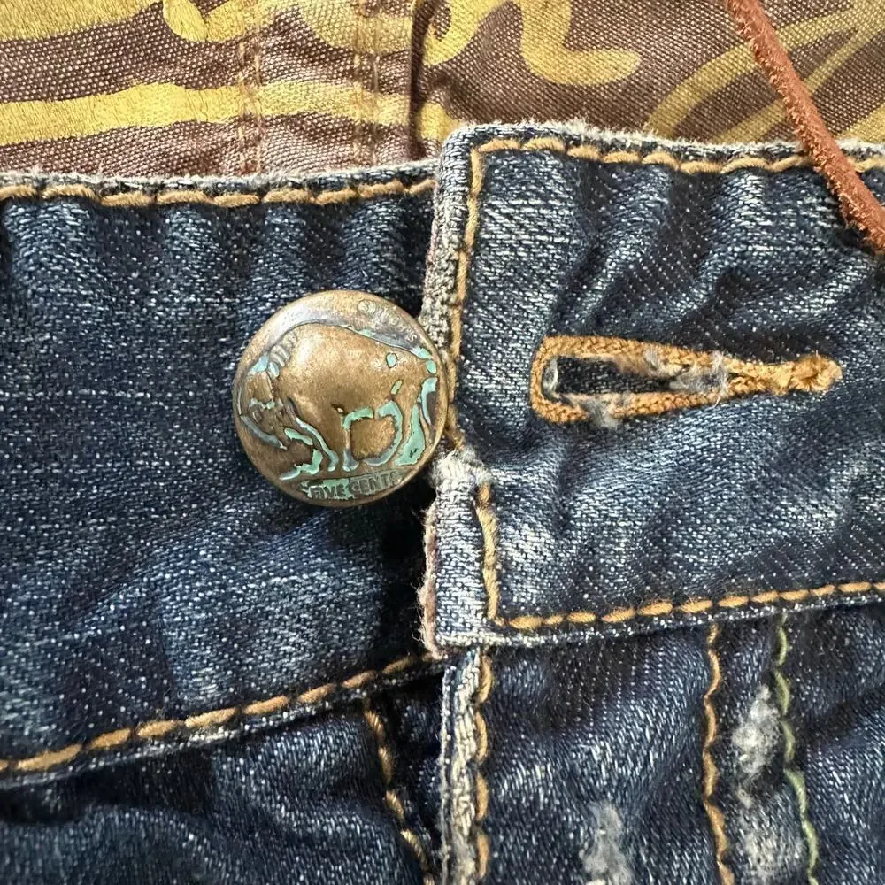 Stitch's Y2K Nebraska Flare Wide Leg Button Fly Buffalo Nickel Jeans Size 31 NWT - Picture 9 of 11